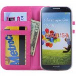 Wholesale Samsung Galaxy S4 Diamond Leather Wallet Case with Stand (Hot Pink)